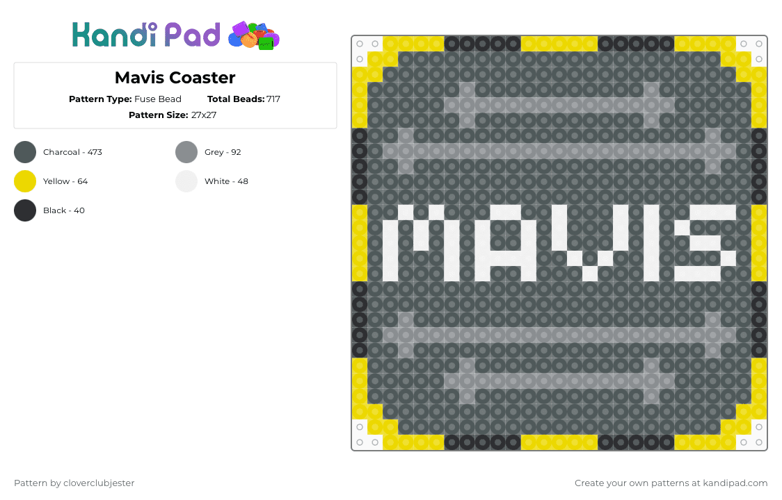 Mavis Coaster - Fuse Bead Pattern by cloverclubjester on Kandi Pad - pink