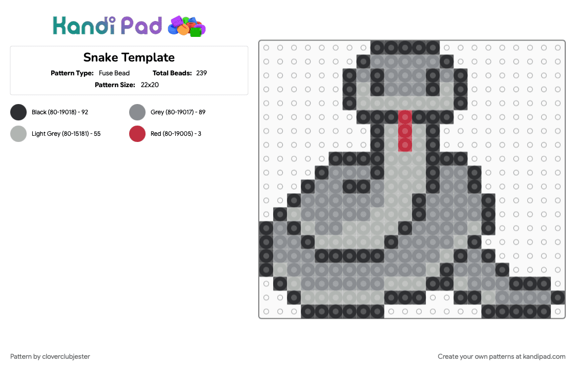 Snake Template - Fuse Bead Pattern by cloverclubjester on Kandi Pad - beige, gray