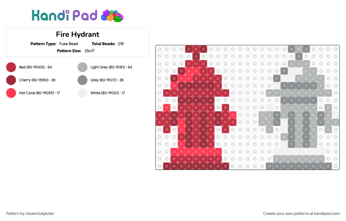 Fire Hydrants - Fuse Bead Pattern by cloverclubjester on Kandi Pad - red