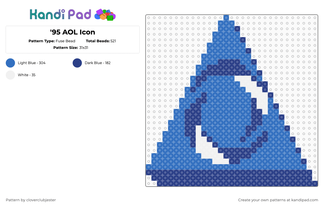 \'95 AOL Icon - Fuse Bead Pattern by cloverclubjester on Kandi Pad - blue