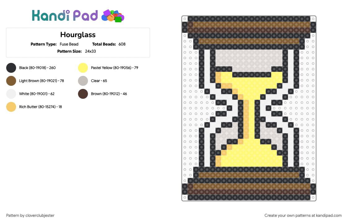 Hourglass - Fuse Bead Pattern by cloverclubjester on Kandi Pad - tan, yellow