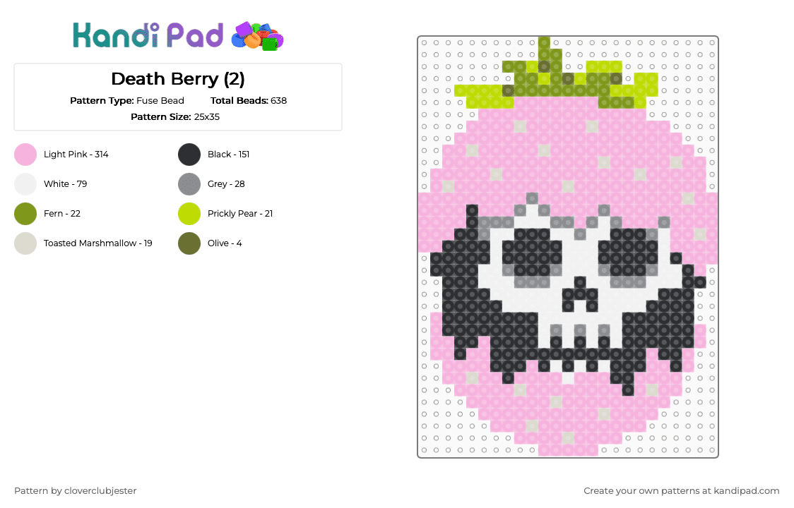 Death Berry (2) - Fuse Bead Pattern by cloverclubjester on Kandi Pad - pink