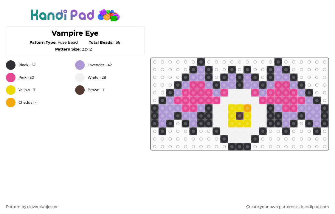 Vampire Eye - Fuse Bead Pattern by cloverclubjester on Kandi Pad - pink