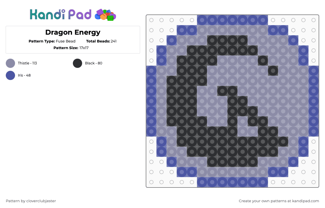 Dragon Energy - Fuse Bead Pattern by cloverclubjester on Kandi Pad - purple,gray