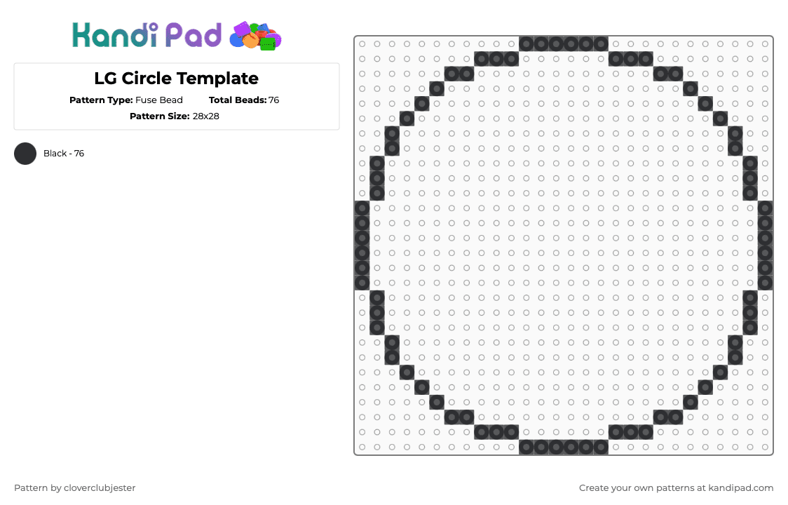 LG Circle Template - Fuse Bead Pattern by cloverclubjester on Kandi Pad - black