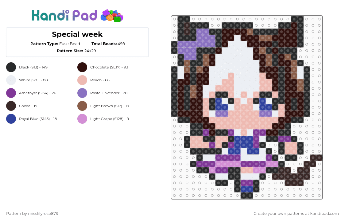 Special week - Fuse Bead Pattern by misslilyrose879 on Kandi Pad - beige,brown
