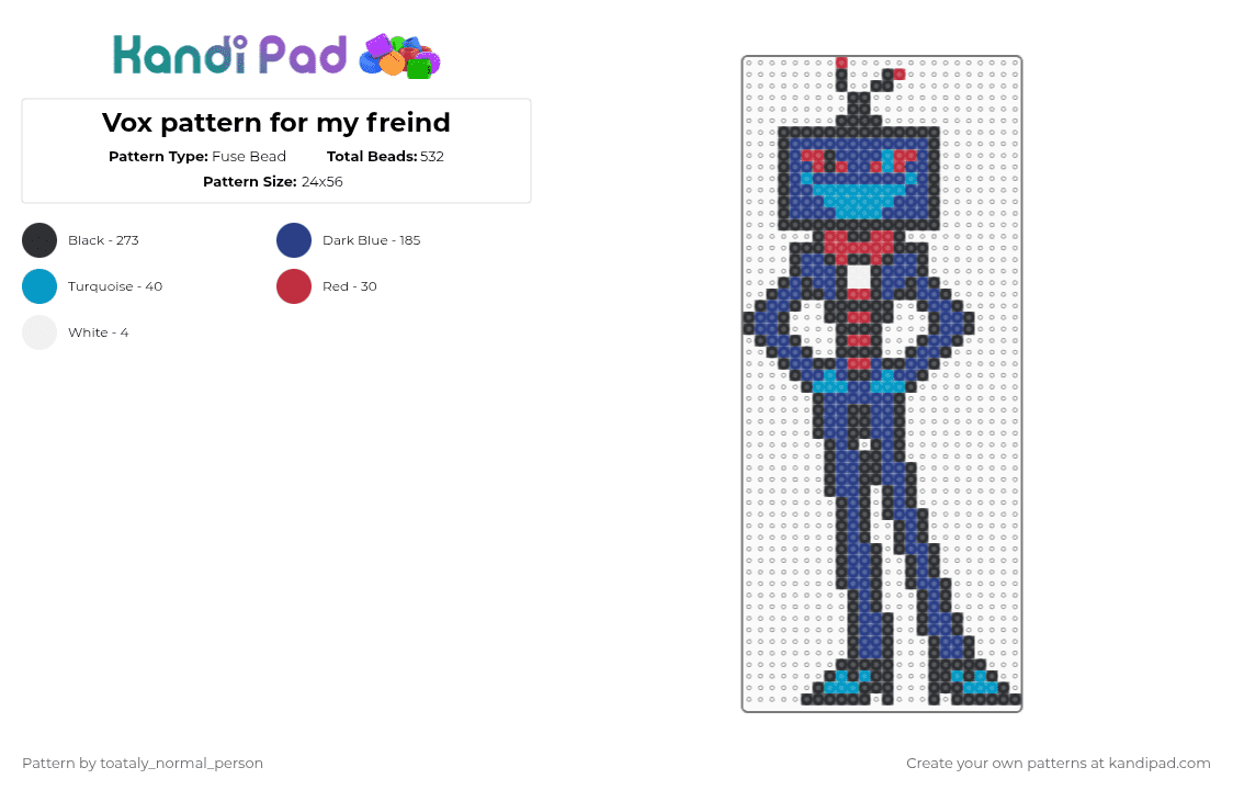 Vox pattern for my freind - Fuse Bead Pattern by toataly_normal_person on Kandi Pad - black,blue