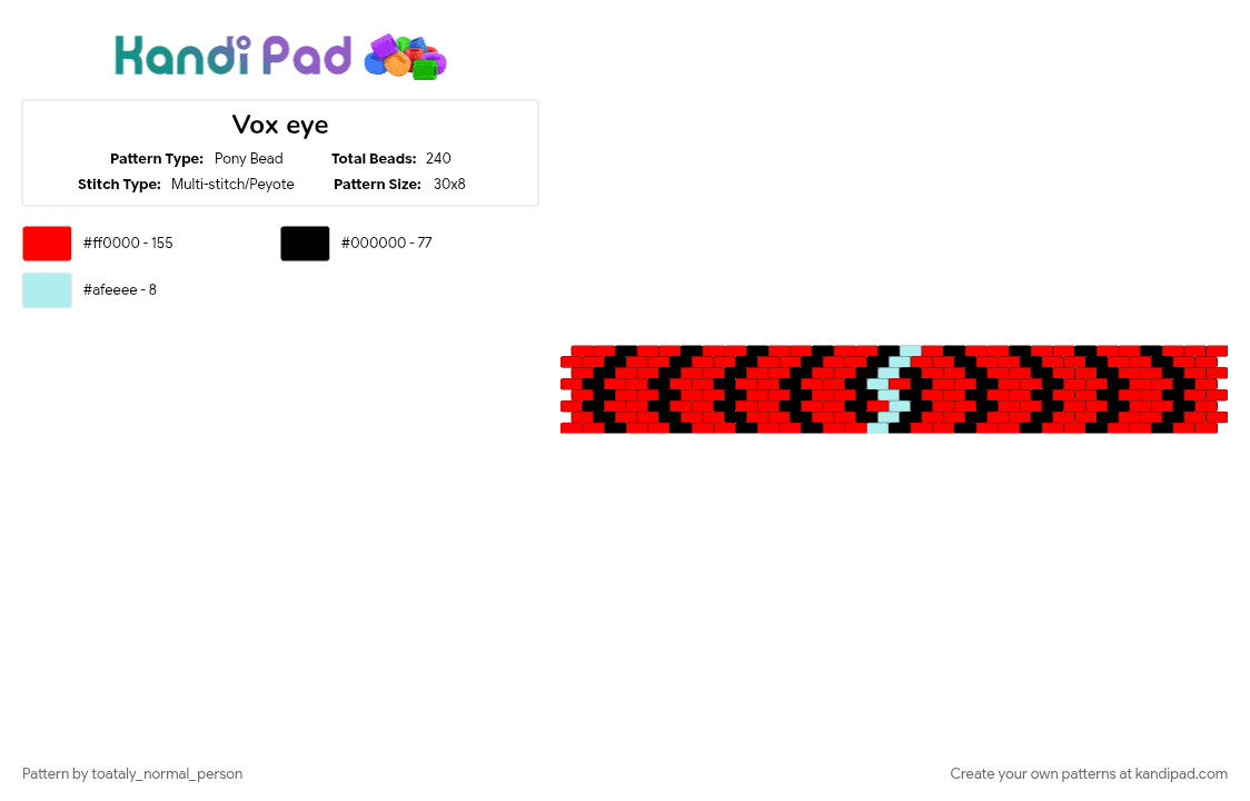 Vox eye - Pony Bead Pattern by toataly_normal_person on Kandi Pad - red
