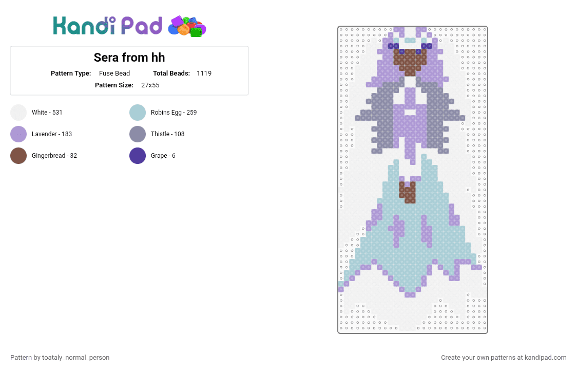Sera from hh - Fuse Bead Pattern by toataly_normal_person on Kandi Pad - white,light blue,pink,hh,hazbin hotel,angel,sera