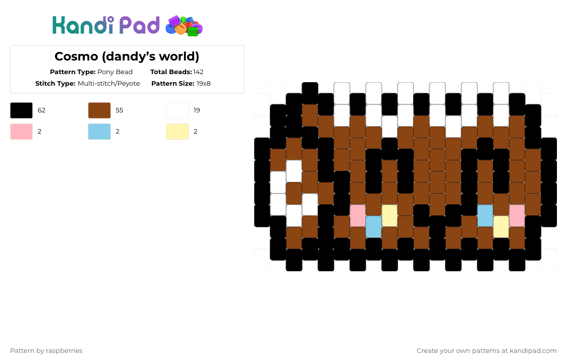 Cosmo (dandy’s world) - Pony Bead Pattern by raspberries on Kandi Pad - red,cosmo,dandy world,keychain
