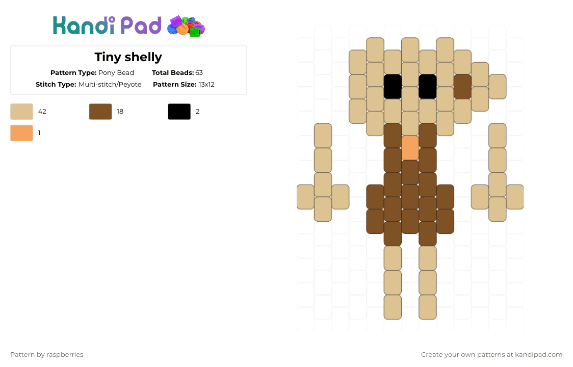 Tiny shelly - Pony Bead Pattern by raspberries on Kandi Pad - baby shelly, beige, dandys world, shelly, shelly doll