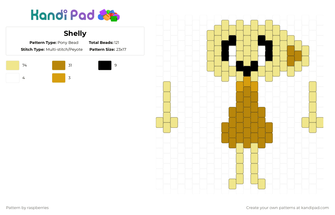 Shelly - Pony Bead Pattern by raspberries on Kandi Pad - dandys world, shelly, shelly doll, tan, yellow