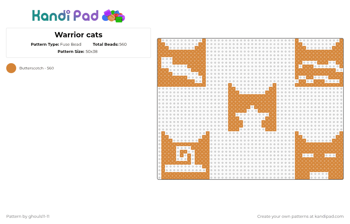 Warrior cats - Fuse Bead Pattern by ghouls11-11 on Kandi Pad - orange