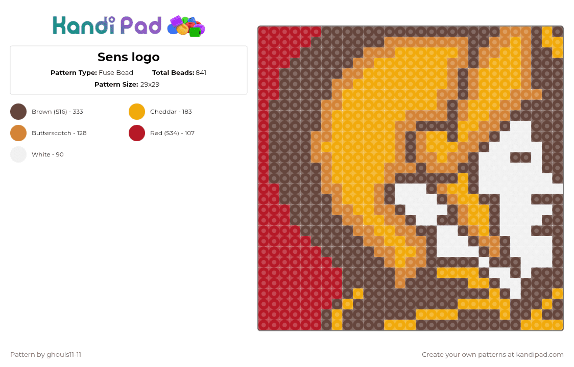 Sens logo - Fuse Bead Pattern by ghouls11-11 on Kandi Pad - brown,orange,nhl,ottawa senators