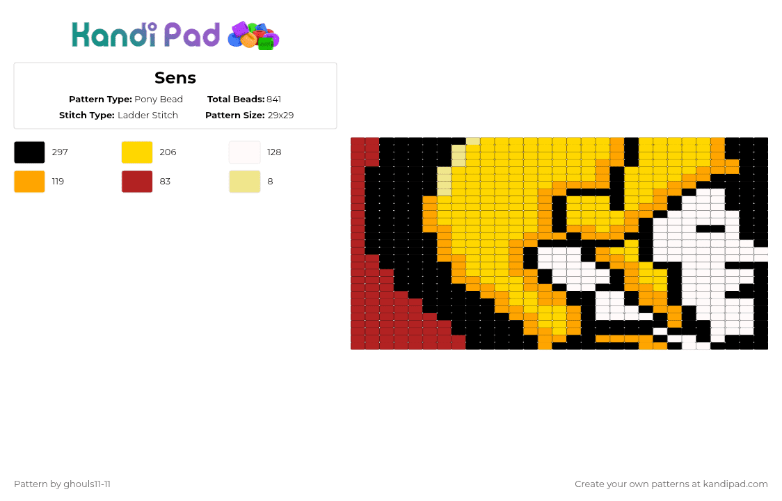 Sens - Pony Bead Pattern by ghouls11-11 on Kandi Pad - yellow,nhl,ottawa senators