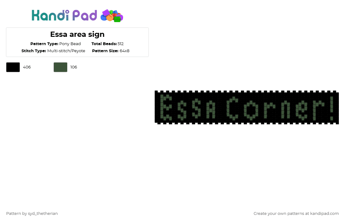 Essa area sign - Pony Bead Pattern by syd_thetherian on Kandi Pad - black