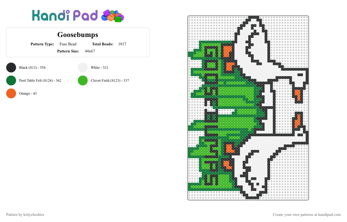 Goosebumps - Fuse Bead Pattern by kittycheshire on Kandi Pad - green