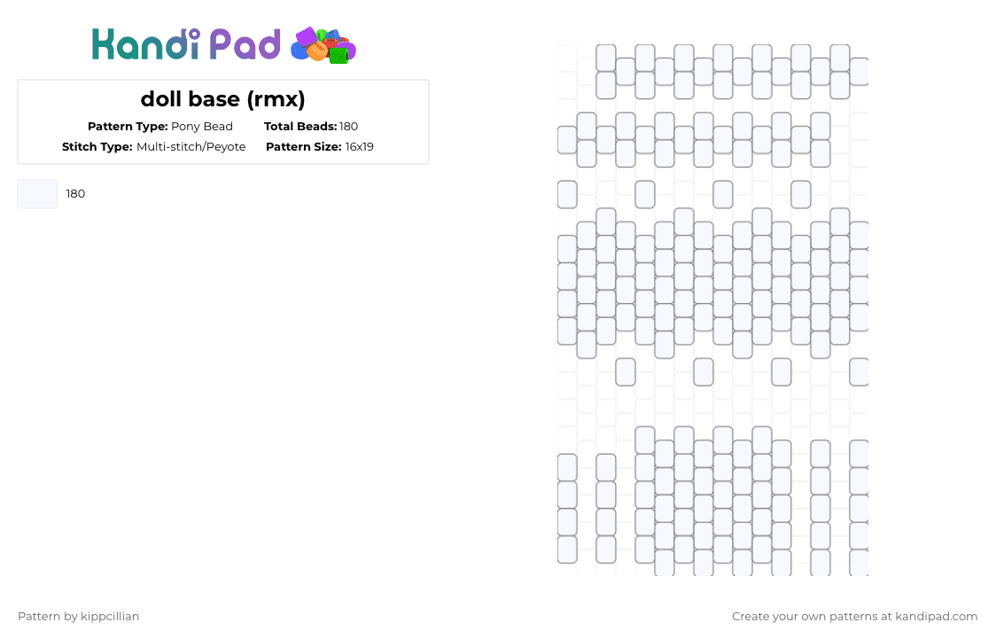 doll base (rmx) - Pony Bead Pattern by kippcillian on Kandi Pad - white