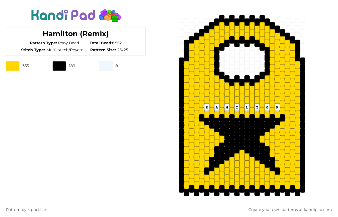 Hamilton (Remix) - Pony Bead Pattern by kippcillian on Kandi Pad - yellow