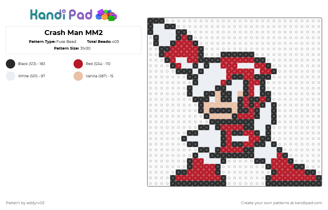 Crash Man MM2 - Fuse Bead Pattern by eddyrv03 on Kandi Pad - red