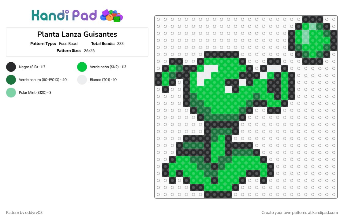 Planta Lanza Guisantes - Fuse Bead Pattern by eddyrv03 on Kandi Pad - green