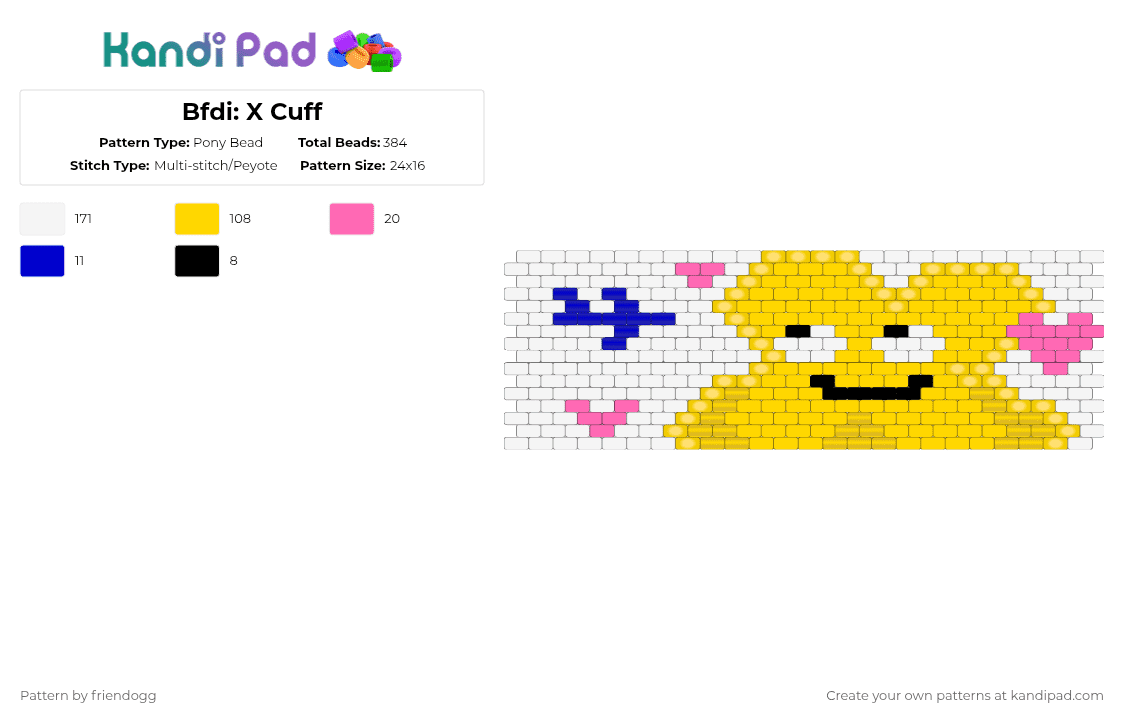 Bfdi: X Cuff Pony Bead Pattern - Kandi Pad | Kandi Patterns, Fuse Bead ...