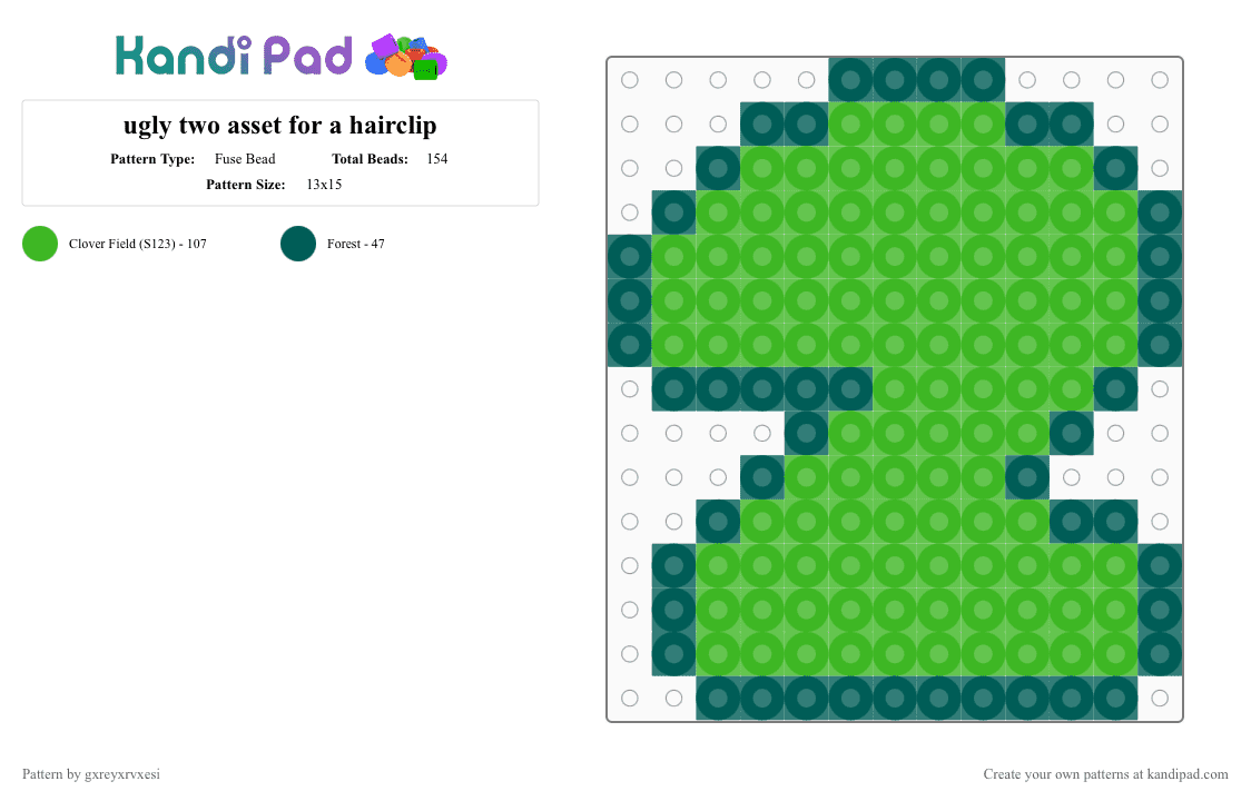 ugly two asset for a hairclip - Fuse Bead Pattern by gxreyxrvxesi on Kandi Pad - bfb, bfdi, bfdia, gray, green, idfb, osc, tpot, two, xvohv