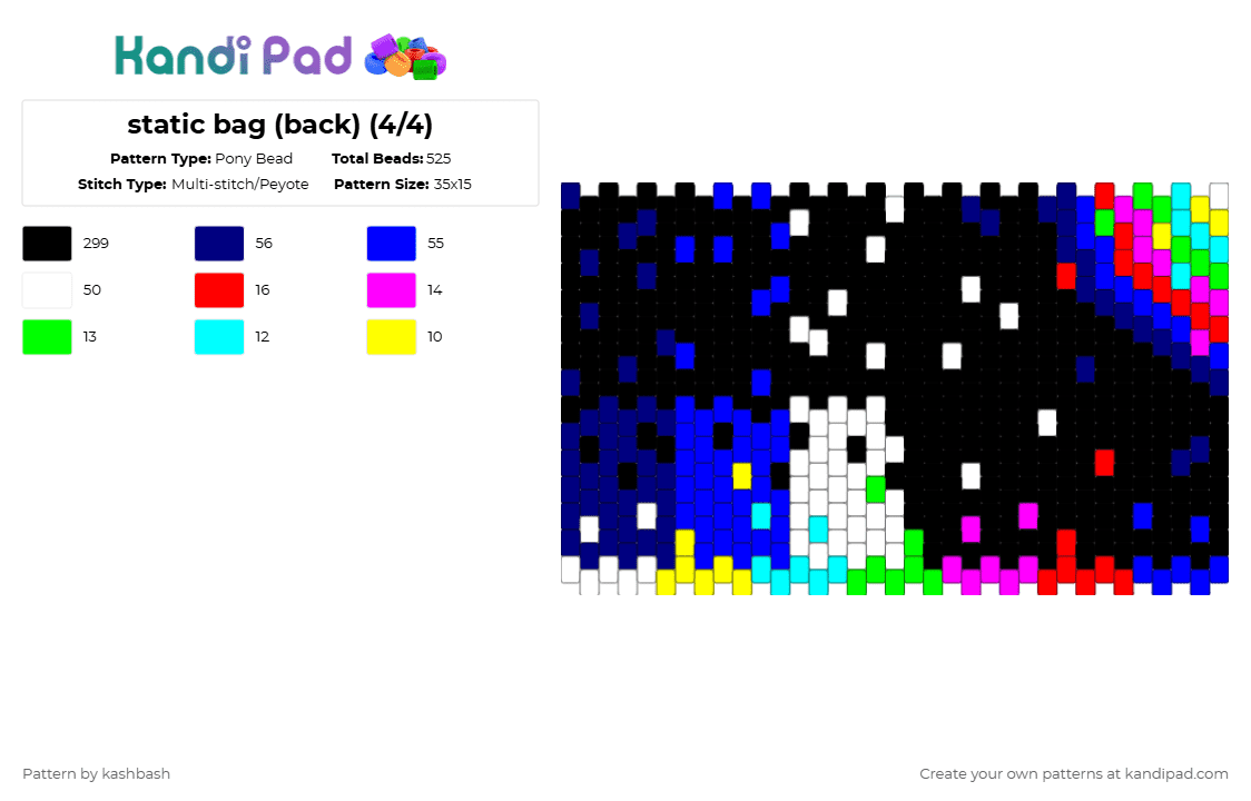 static bag (back) (4/4) - Pony Bead Pattern by kashbash on Kandi Pad - black,purple,tv,static,tv static,peyote,bag,back