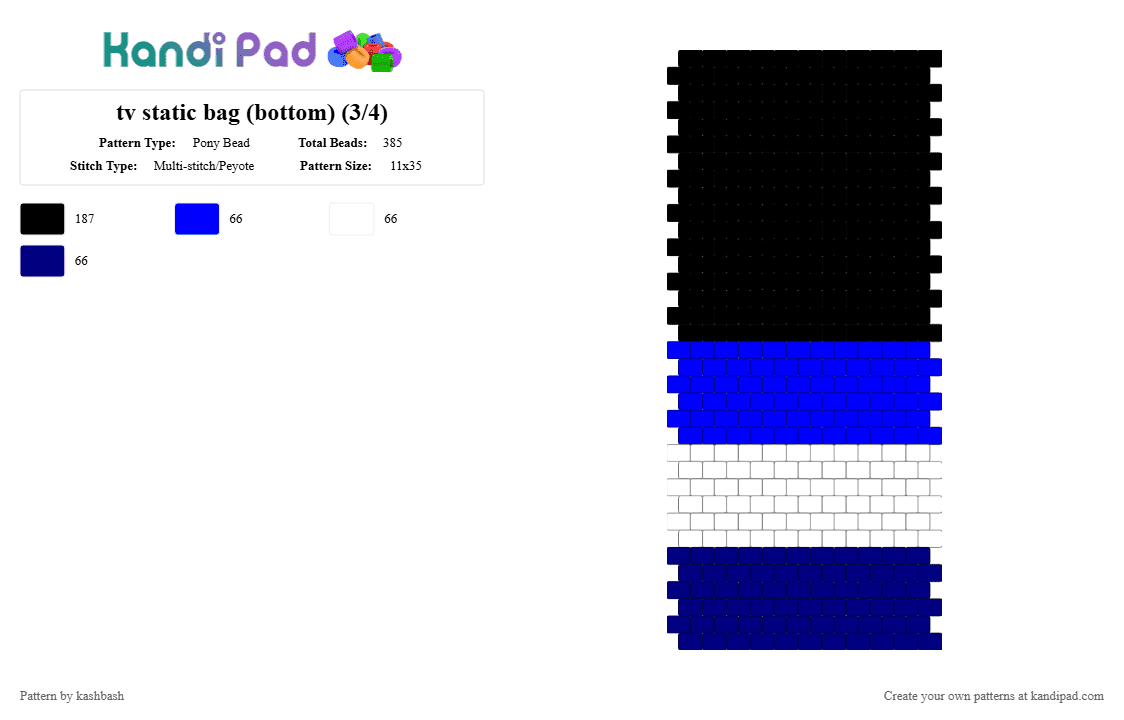 tv static bag (bottom) (3/4) - Pony Bead Pattern by kashbash on Kandi Pad - purple,white,tv,static,tv static,bag,bottom,peyote