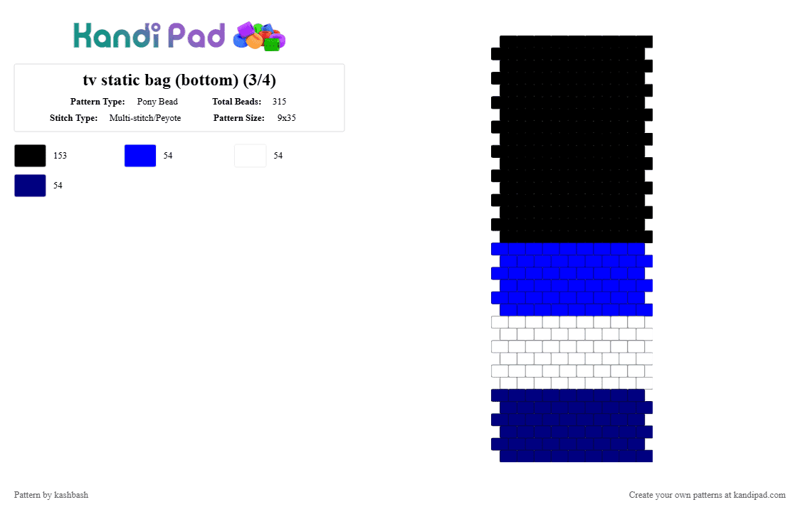tv static bag (bottom) (3/4) - Pony Bead Pattern by kashbash on Kandi Pad - purple,white,tv,static,tv static,bag,bottom,peyote