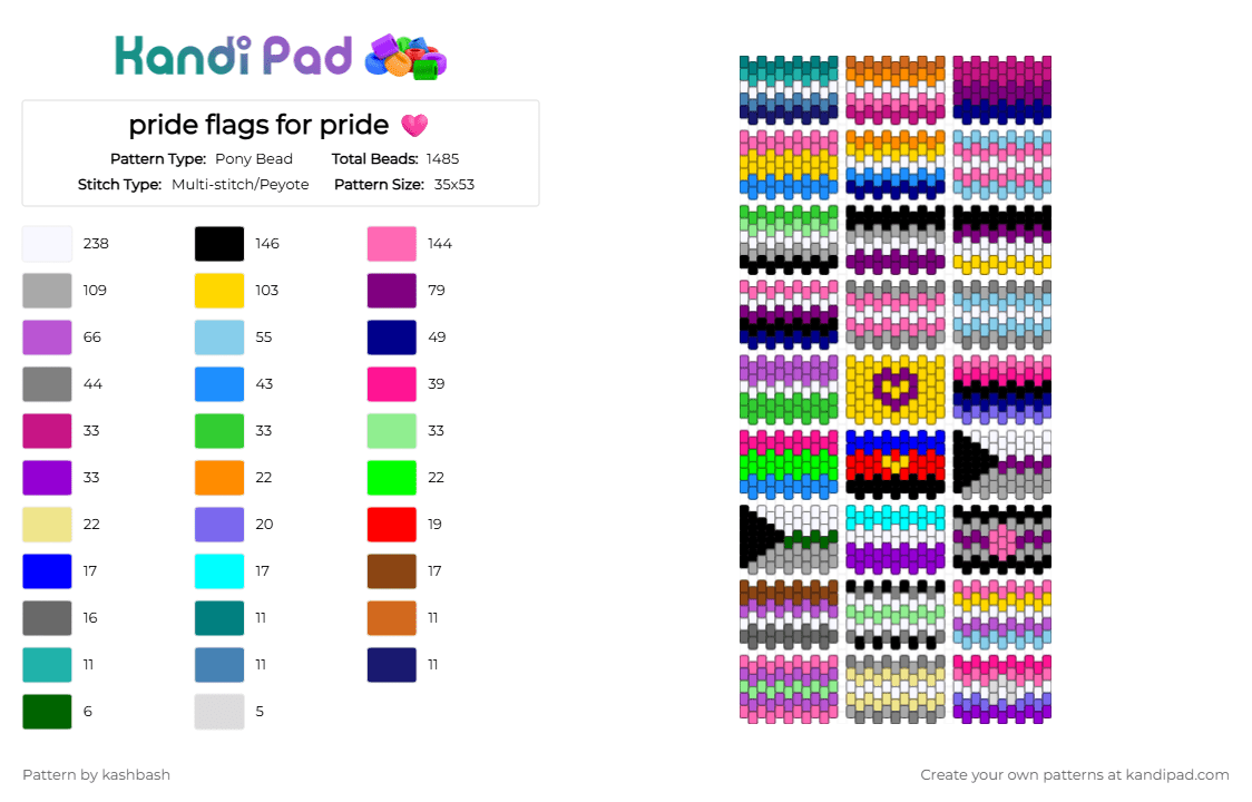 pride flags for pride 🩷 - Pony Bead Pattern by kashbash on Kandi Pad - ally, beige, colorful, flag, light blue, pink, pride, pride flag, rainbow