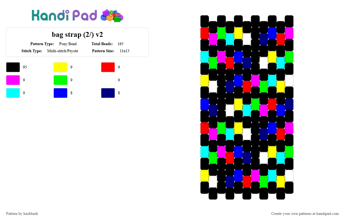 bag strap (2/) v2 - Pony Bead Pattern by kashbash on Kandi Pad - black,purple,tv,static,tvstatic,bag,v2