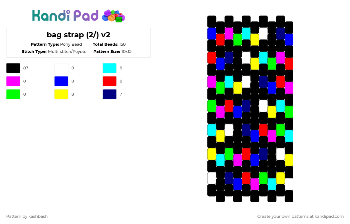 bag strap (2/) v2 - Pony Bead Pattern by kashbash on Kandi Pad - black,purple,tv,static,tvstatic,bag,v2