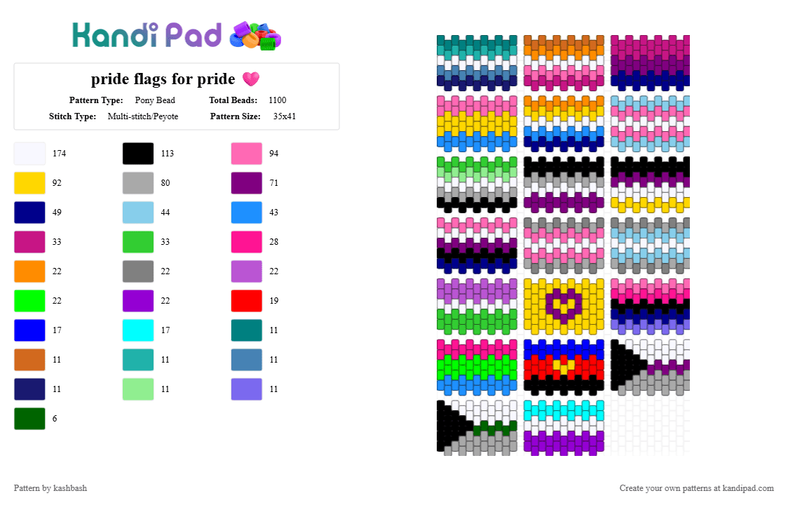 pride flags for pride 🩷 - Pony Bead Pattern by kashbash on Kandi Pad - pink,light blue,beige,colorful,pride,flag,pride flag