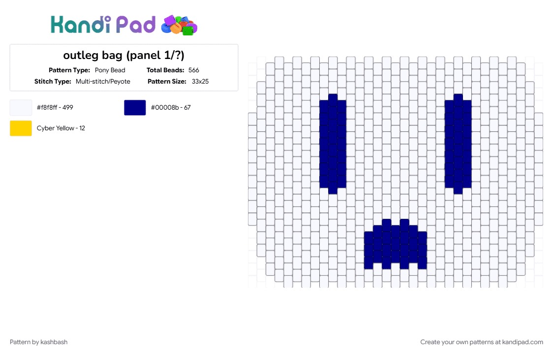 outleg bag (panel 1/?) - Pony Bead Pattern by kashbash on Kandi Pad - bag, electronics, outlet, white