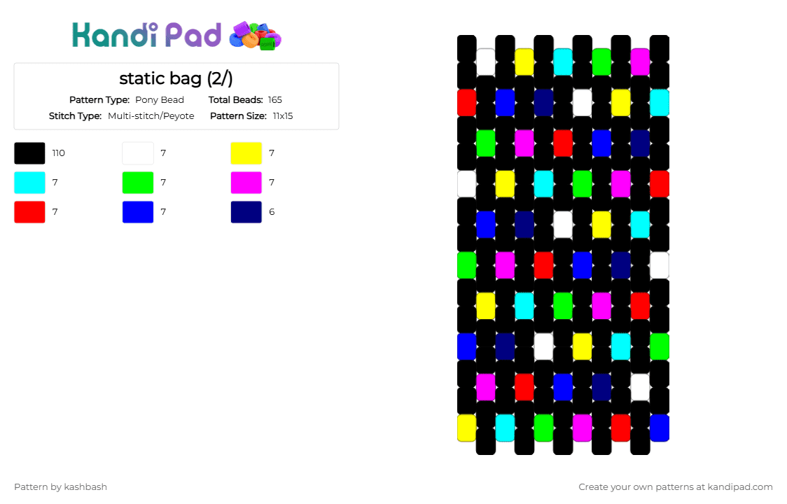 static bag (2/) - Pony Bead Pattern by kashbash on Kandi Pad - black,purple,static,tv,peyote,bag
