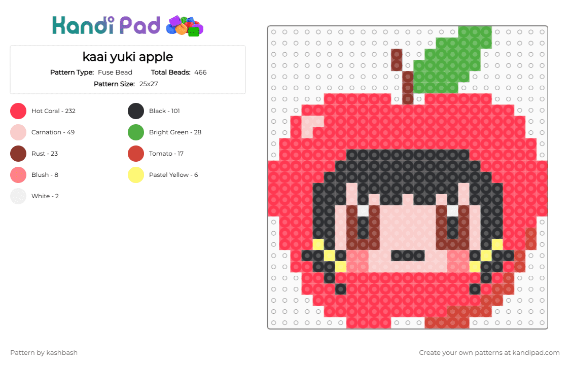 kaai yuki apple - Fuse Bead Pattern by kashbash on Kandi Pad - red,music,kaai yuki,vocaloid,apple,school
