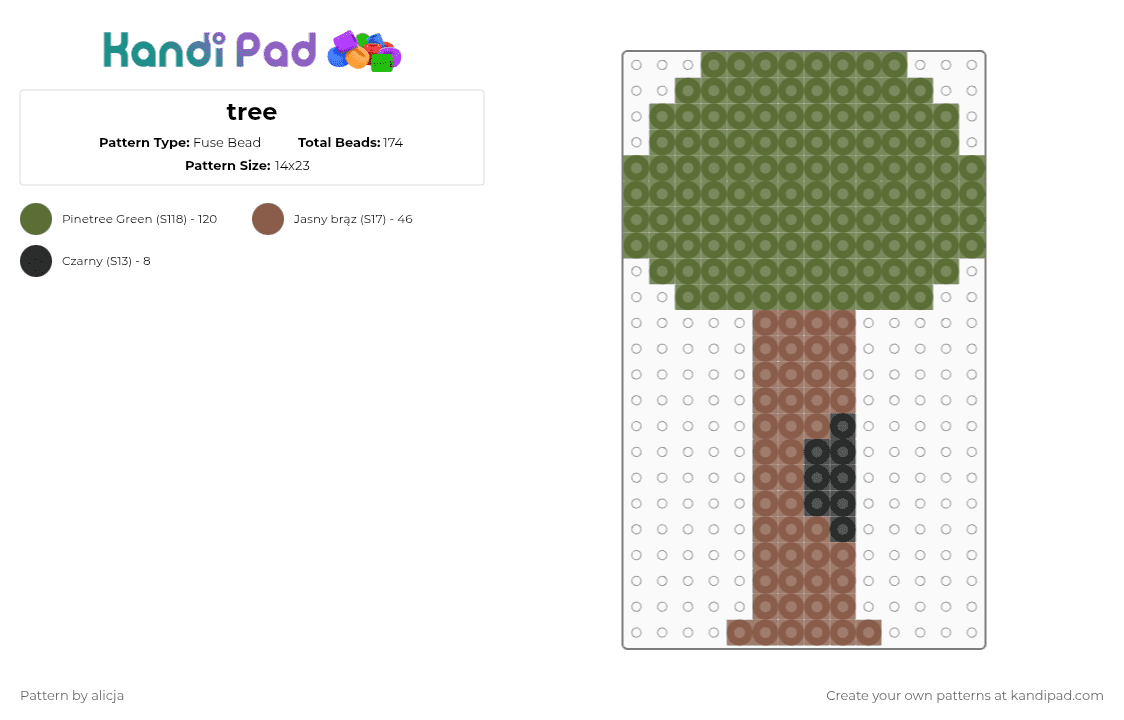 Tree Fuse Bead Pattern - Kandi Pad | Kandi Patterns, Fuse Bead Patterns ...