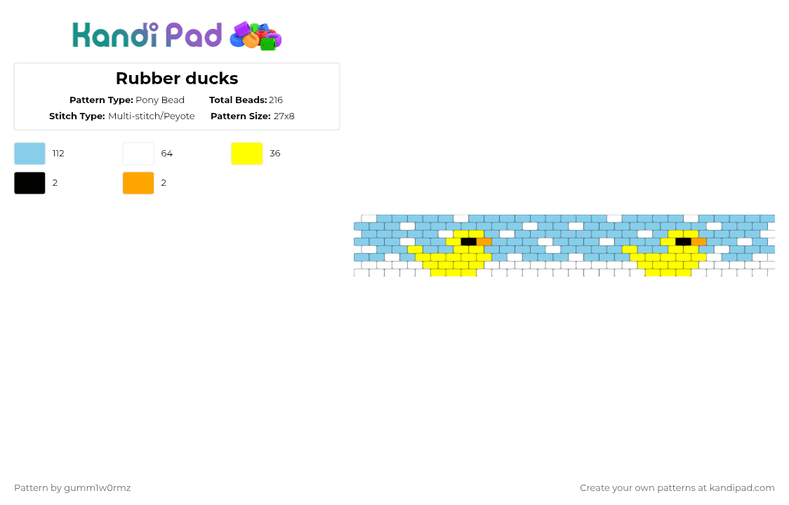 Rubber ducks - Pony Bead Pattern by gumm1w0rmz on Kandi Pad - light blue