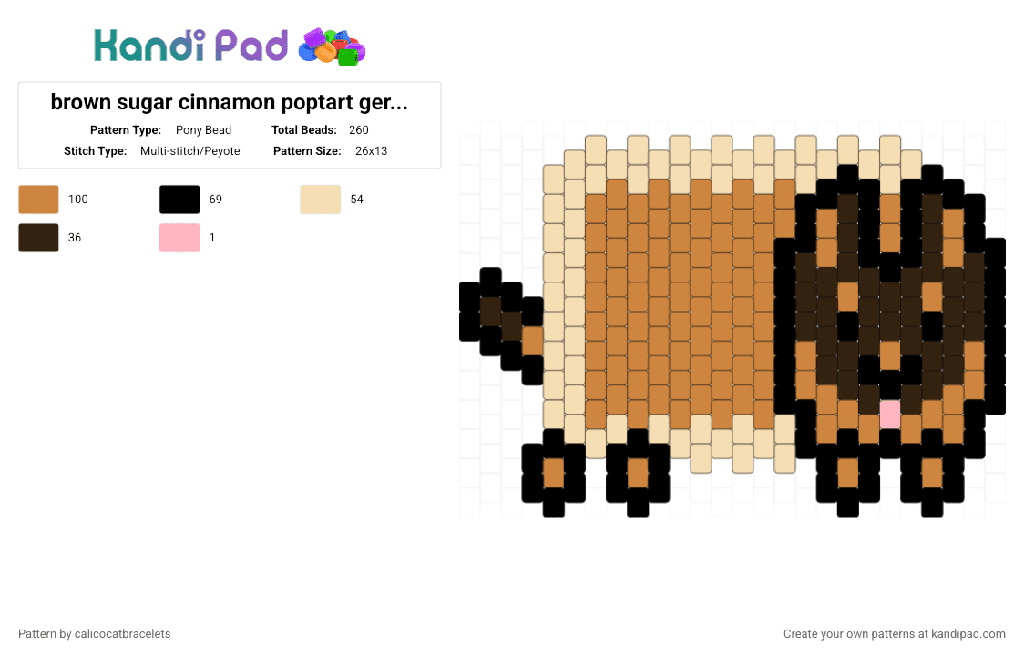 brown sugar cinnamon poptart german shepherd - Pony Bead Pattern by calicocatbracelets on Kandi Pad - beige, brown sugar cinnamon poptart, german shepherd, nyan cat, orange