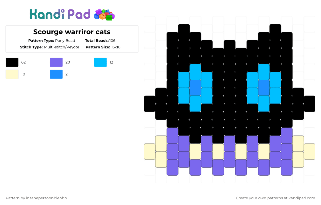 Scourge warriror cats - Pony Bead Pattern by insanepersonnblehhh on Kandi Pad - black,blue
