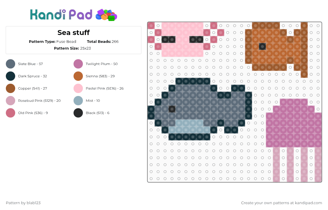Sea stuff - Fuse Bead Pattern by blab123 on Kandi Pad - tan,gray,pink,sea,axolotl,jellyfish,shark,fish,ocean