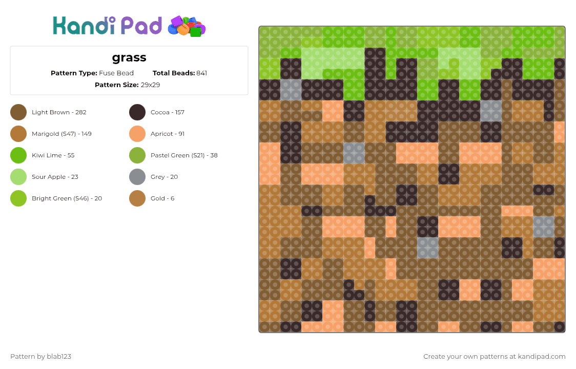 grass - Fuse Bead Pattern by blab123 on Kandi Pad - tan,brown,minecraft,game,grass,minecraft grass,dirt,lalallaala,cool