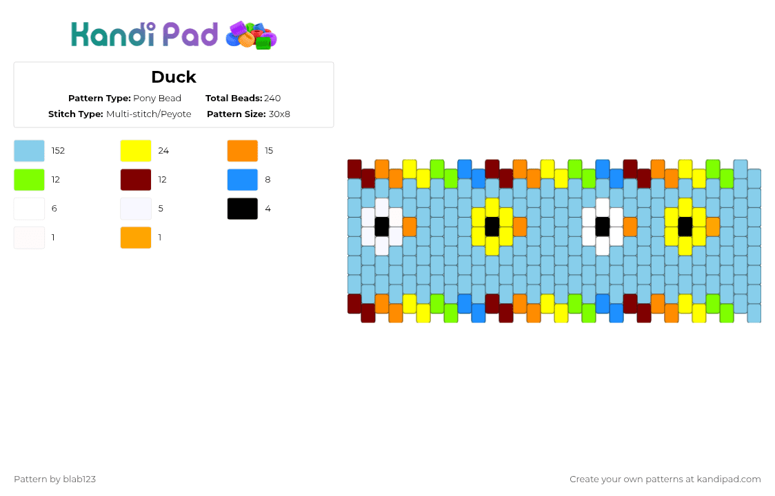 Duck - Pony Bead Pattern by blab123 on Kandi Pad - light blue,duck