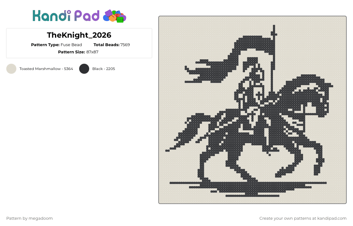 TheKnight_2026 - Fuse Bead Pattern by megadoom on Kandi Pad - beige,black