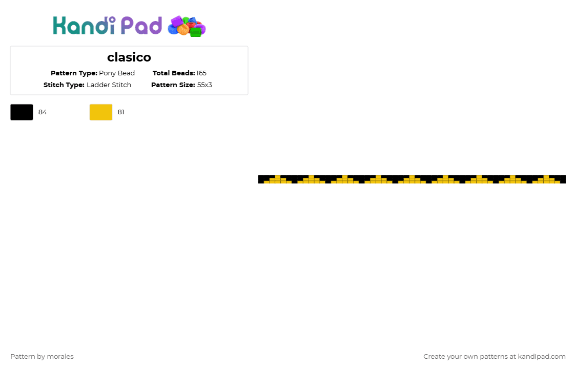 clasico - Pony Bead Pattern by morales on Kandi Pad - yellow,black