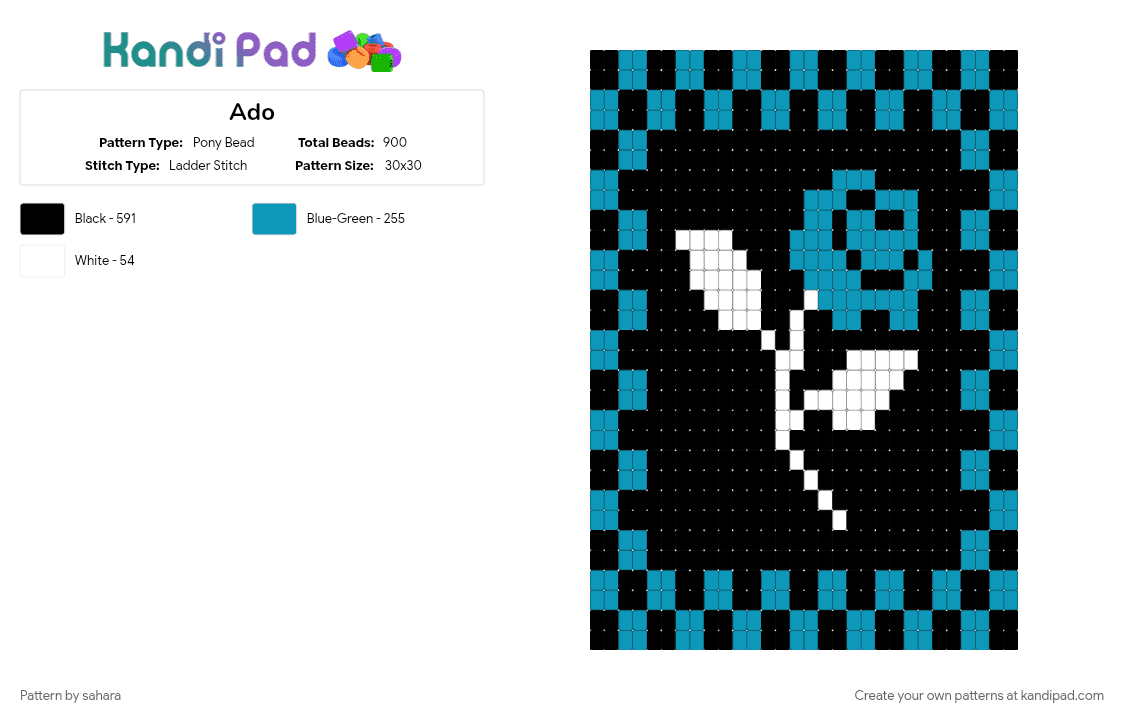 Blue rose - Pony Bead Pattern by sahara on Kandi Pad - ado, black, light blue