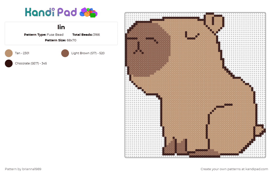 lin - Fuse Bead Pattern by brianna1989 on Kandi Pad - beige