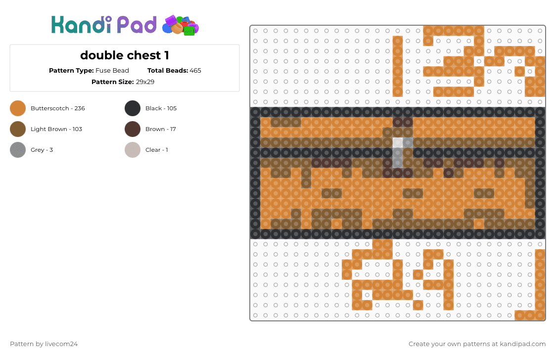 double chest 1 - Fuse Bead Pattern by livecom24 on Kandi Pad - orange,tan