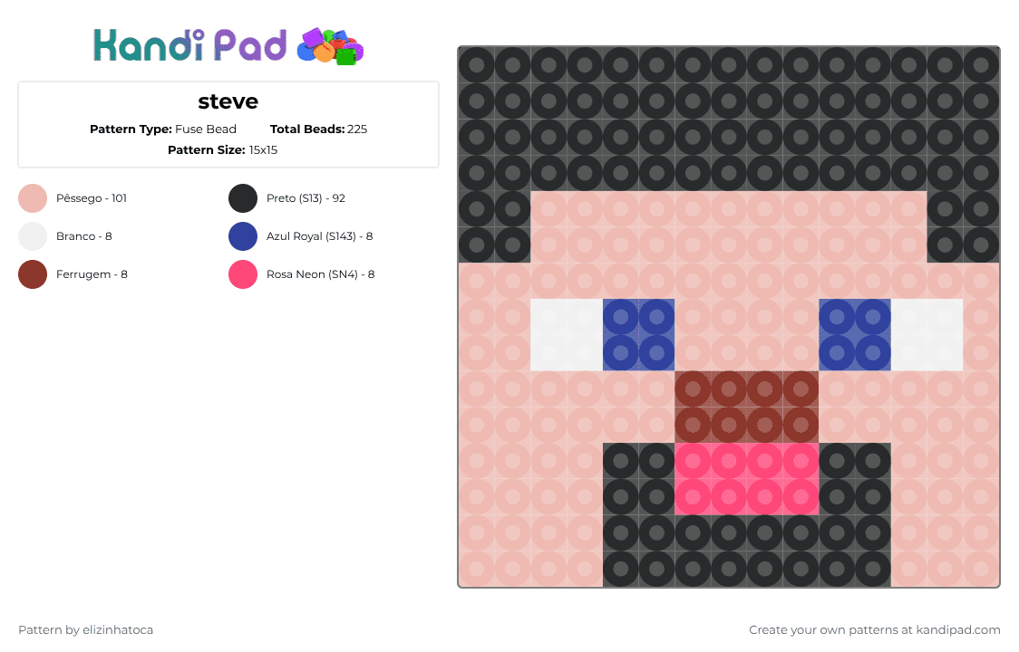 steve - Fuse Bead Pattern by elizinhatoca on Kandi Pad - beige